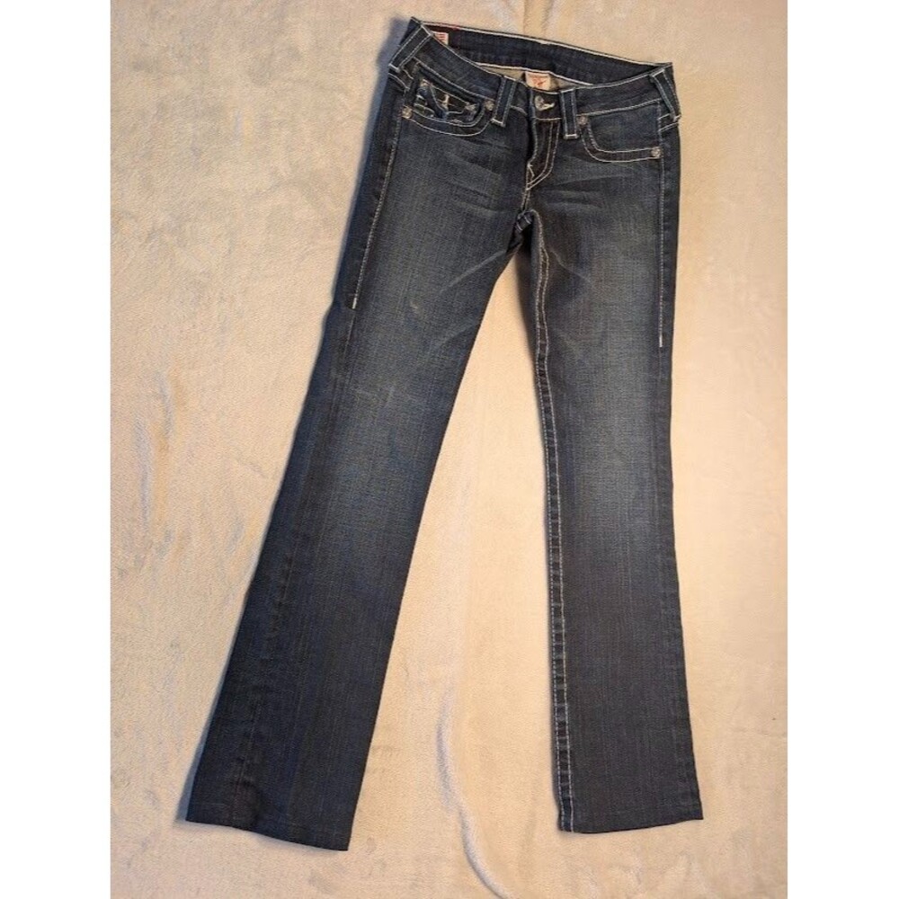 True Religion Billy USA Bootcut Jeans Womens 27x30 Dark Wash Flap Pocket
